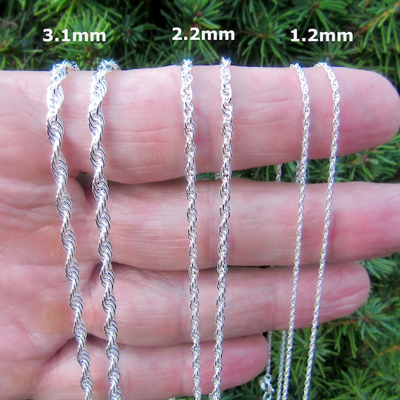 Solid 925 Sterling Silver Italian Twisted Rope Chain, Women's Loose Rope Necklace, Fine Jewelry Gift for Women, Made in Italy
