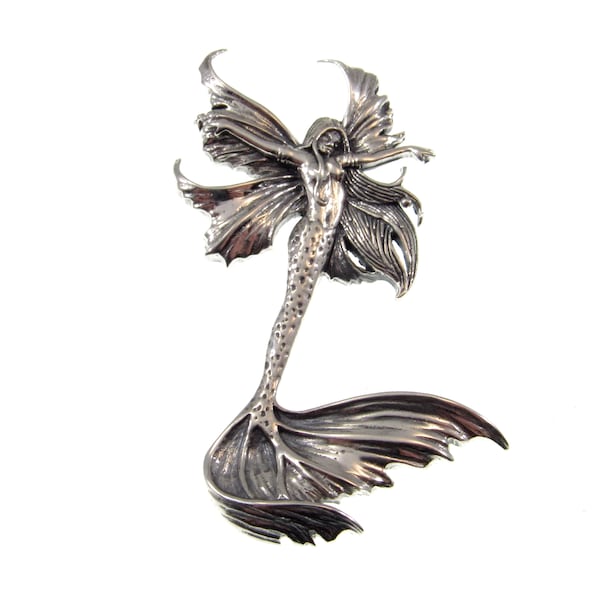 Solid 925 Sterling Silver Sea Sprite Fairy Slide Pendant Designed by Renown Fantasy Artist Amy Brown