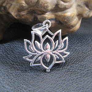 Solid 925 Sterling Silver Lotus Flower Pendant – Boho Yoga Necklace Charm, Spiritual Jewelry for Women & Men, Meditation Gift for Yogis