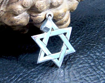 Solid 925 Sterling Silver Star of David Pendant – Interlocking Jewish Symbol Necklace Charm, Magen David Gift for Men & Women