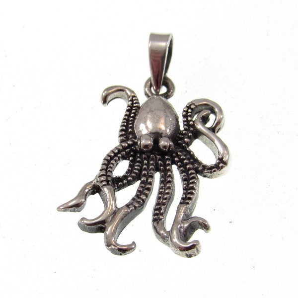 Handcrafted Solid 925 Sterling Silver Octopus With Tentacles Pendant Charm, Sea Ocean Nautical Jewelry