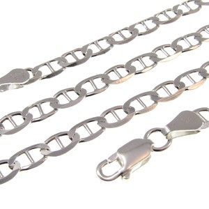 4.5MM 100 Gauge Solid 925 Sterling Silver Italian Mariner / Marina Chain, Made in Italy, Unisex Necklace or Bracelet, 7 - 30 Inches