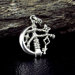 Colgante de protección contra brujas Cimaruta de plata de ley 925 maciza, talismán de magia popular italiana.