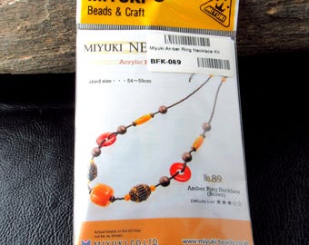 Miyuki Bead Jewelry Kit – Amber Ring Necklace, Made in Japan, DIY Beading Kit - BFK-089