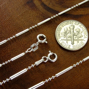 Solid 925 Sterling Silver Italian Bead and Bar Chain, 3 Beads & Oval Bar Minimalist Necklace or Bracelet for Women
