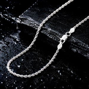 2 MM italiensk diamantslipad repkedja, massivt 925 sterlingsilverhalsband eller armband