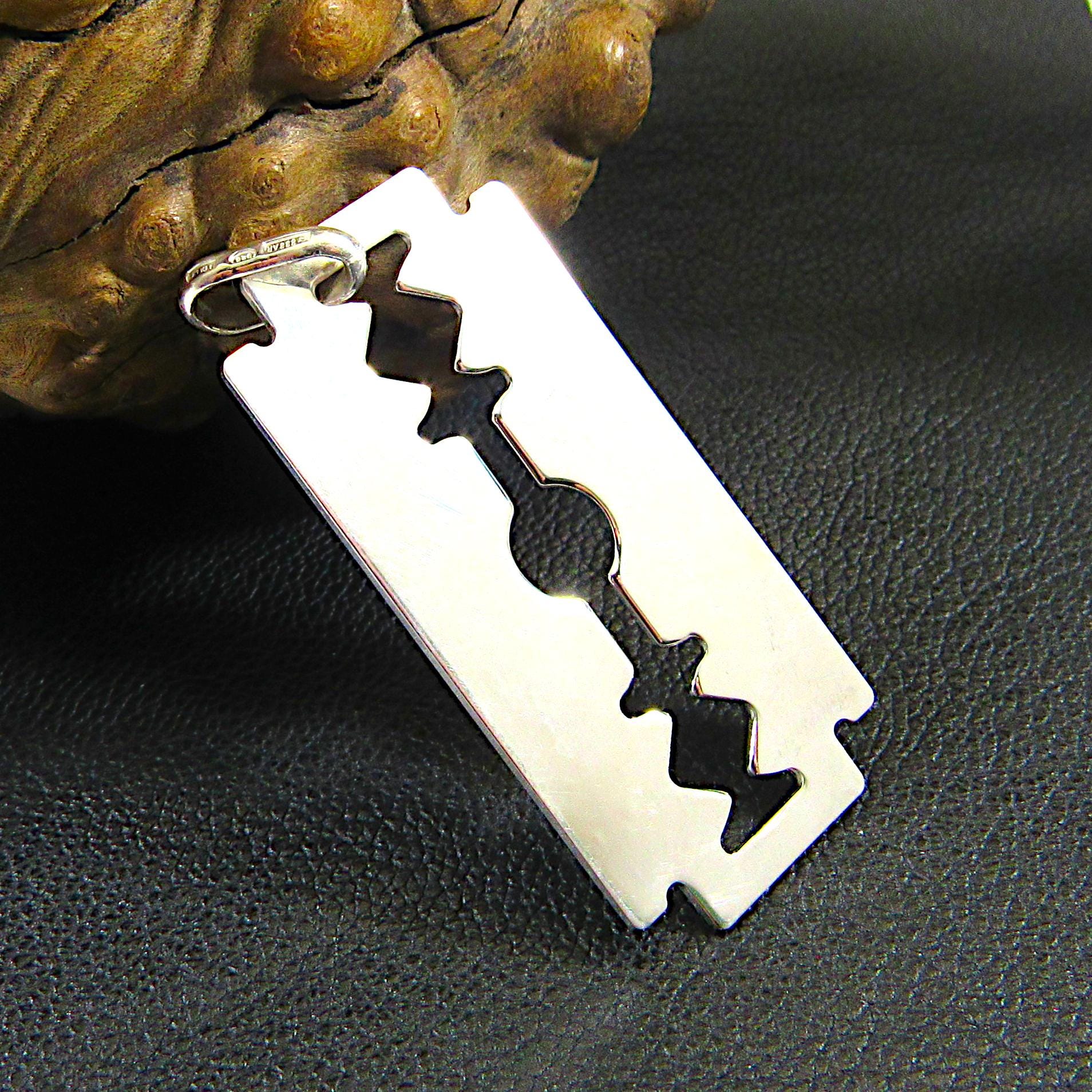 Sterling Silver Razor Blade Pendant - Etsy Sterling Silver Razor Blade Pendant - Etsy