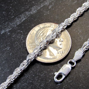 Solid 925 Sterling Silver Italian Rope Chain Necklace, Diamond Cut, Made in Italy, All Sizes for Men and Women 4mm