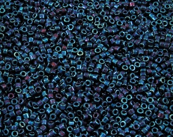 DB0025 11/0 Miyuki Metallic Blue Iris Delica Seed Beads, 5 Grams Tube, 25 Grams Bag, DB25, DB-0025 Japanese Glass Delicas for Jewelry Making