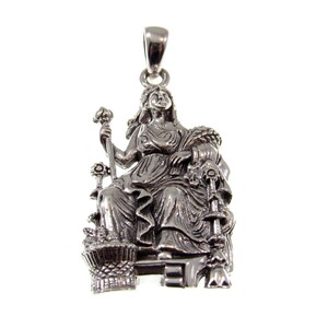 Solid 925 Sterling Silver Demeter Pendant, Handcrafted Greek Goddess of the Harvest Sculpture, Ancient Mythology Jewelry