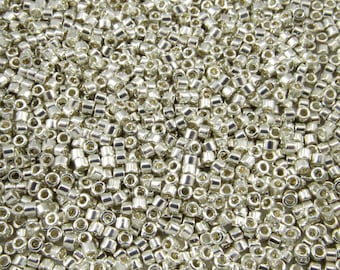 DB0035 11/0 Miyuki Galvanized Silver Delica Seed Beads, 5 Grams Tube, 25 Grams Bag DB35, DB-0035 Japanese Glass Delicas for Jewelry Making