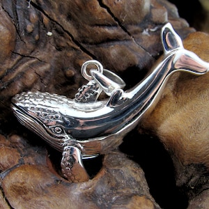 Solid 925 Sterling Silver Humpback Whale Pendant