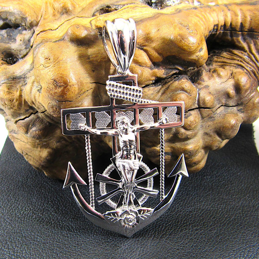 Solid 925 Sterling Silver Hip Hop Crucifix Anchor Pendant – Large Jesus ...