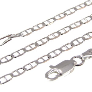 2.6MM 060 Gauge Solid 925 Sterling Silver Italian Women&#39;s Mariner / Marina Chain, Made in Italy, Unisex Necklace, 7 - 30 Inches