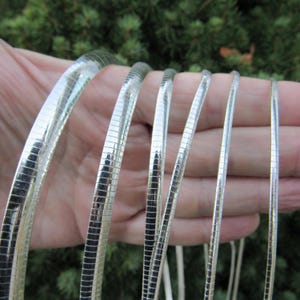Solid 925 Sterling Silver Flat Omega Chain - Choker Chain - Collar Necklace - Stacking or Layering Necklace - Gift For Her - Made in Italy