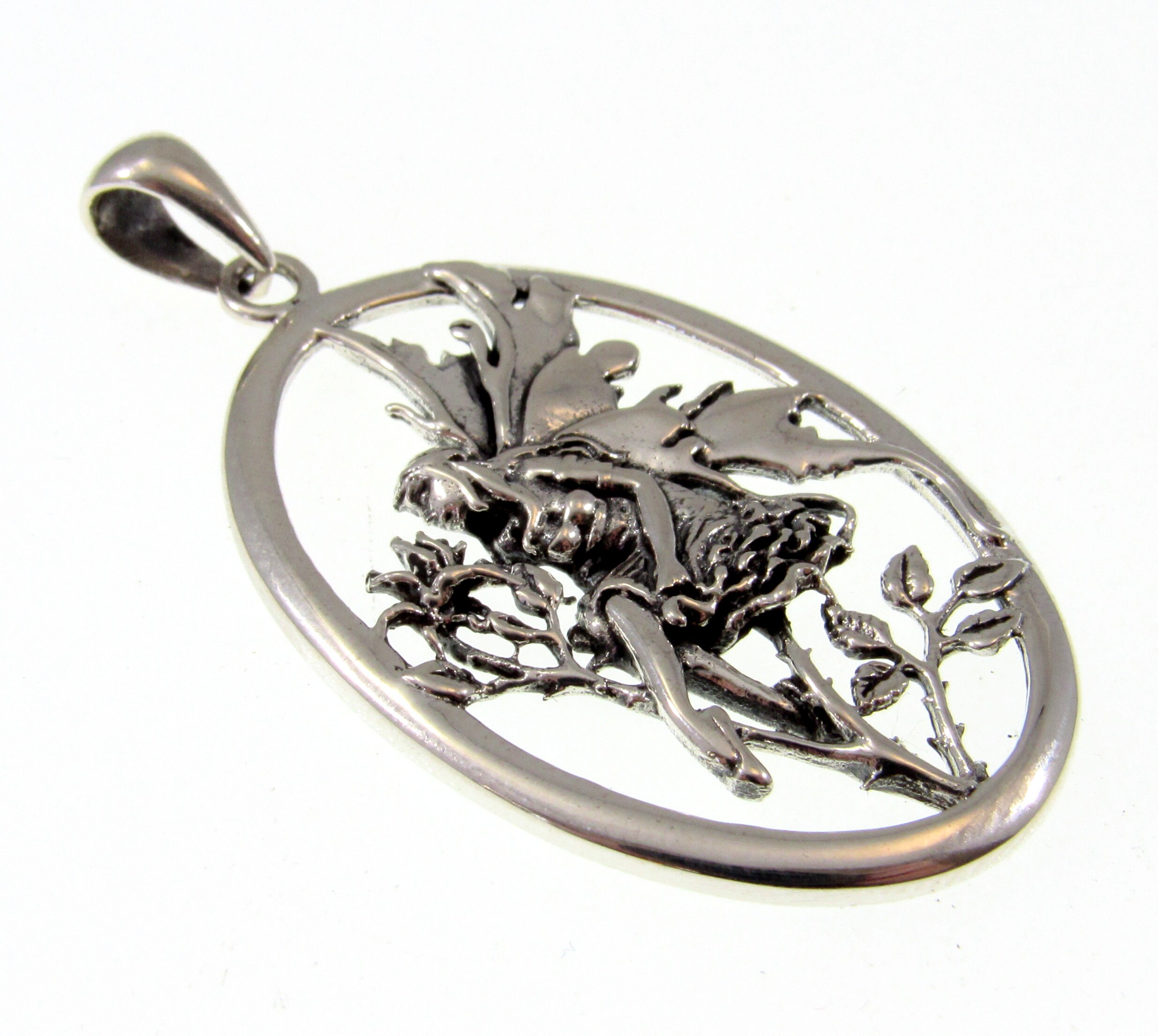 Pendentif Fée Rose Amy Brown En Argent Sterling 925 - Bijou Fantaisie Créatif - Neuf Avec étiquette