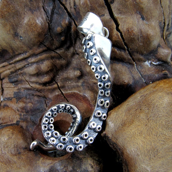 925 Sterling Silver Octopus Tentacle Pendant