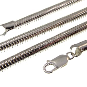 5MM Solid 925 Sterling Silver Italian Round Snake Chain, Thick Necklace, Made in Italy, 16&quot; - 30&quot; Inches, for Men or Women