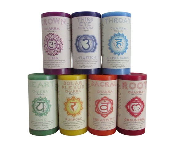 Reiki Charged Chakra Candles, 3x6 Scented Healing Pillars, Large Colorful Altar Candle, Balance Your Seven Chakras, Body Energy Scents