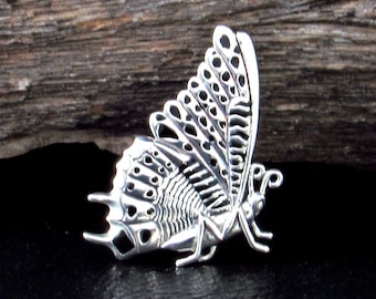 Solid 925 Sterling Silver Movable Butterfly Charm, Handcrafted Insect Jewelry Pendant, Wings Move
