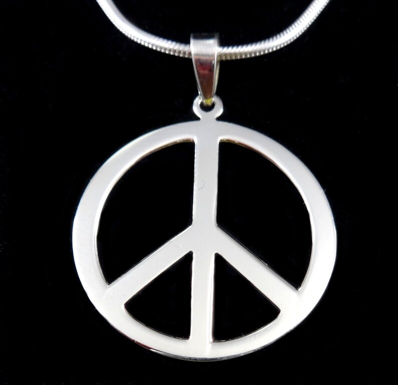 Handcrafted Solid 925 Sterling Silver Peace Sign Pendant Etsy