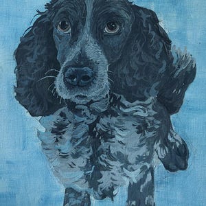 Hand Painted Original Gouache Pet Portrait, Custom painting from photo on canvas board