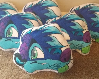 Kass the Blue Thylacine Face Small Plush Minky Pillow