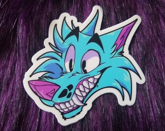 Toothy Blue Cartoon Canine Vinyl Sticker