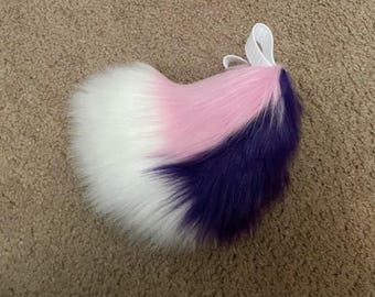 Bubblegum Pink Purple and White Mini Fursuit Nub Tail