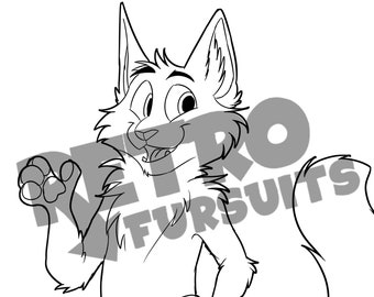 Toony Anthro Cat Lineart Base PNG