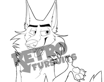 Toony Anthro Wolf Lineart Base PNG