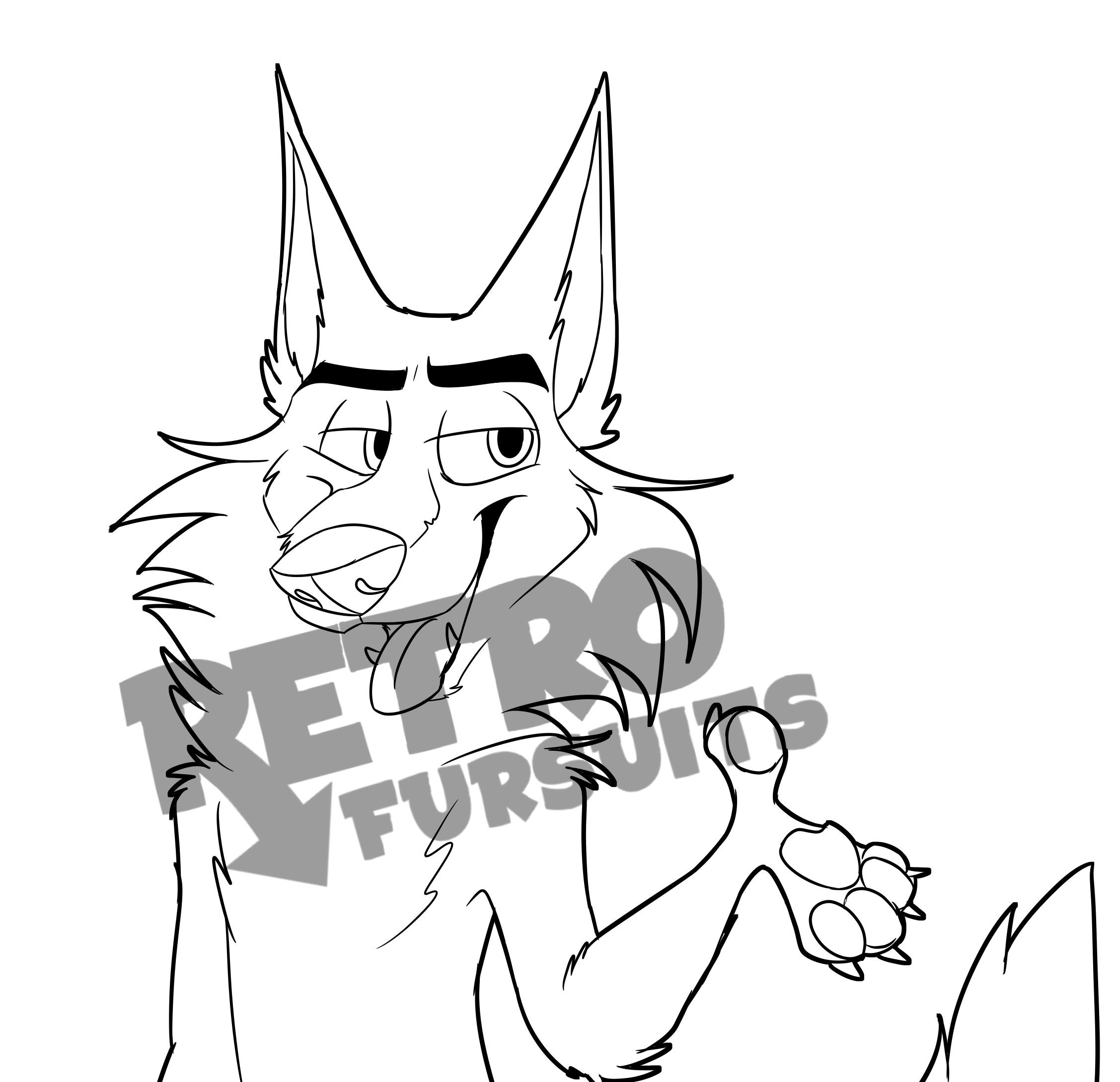 Toony Anthro Wolf Lineart Base PNG - Etsy