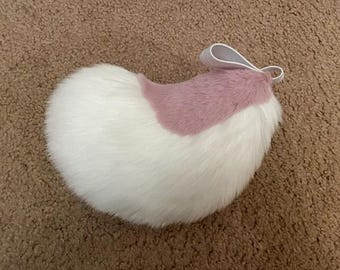Dusty Pink and White Short Fur Mini Fursuit Nub Tail