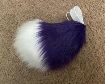 Purple and White Tipped Mini Fursuit Nub Tail