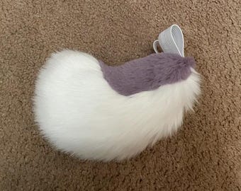 Dusty Purple and White Short Fur Mini Fursuit Nub Tail