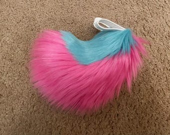 Turquoise and Hot Pink Mini Fursuit Nub Tail