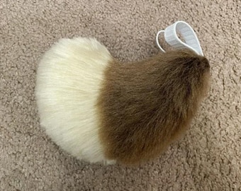Kodiak Brown and Warm Beige Short Fur Mini Fursuit Nub Tail