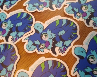 Chibi Kass Frost Blue Cute Thylacine Fursona Vinyl Sticker