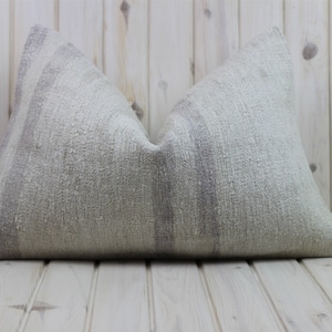 Kilim Lumbar Pillow 24 x 16 in Large Rectangle Natural Wool Cushion Cover, Abstract Ethnic Turkish Rug Pillow, Boho Persian Rug Throw Pillow