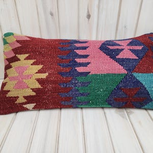 12 &#39;&#39; x 24 &#39;&#39; Zoll Kilim Kissenbezug, Dekokissen, türkisches Kelim Kissen, Teppichkissen, handgemachtes Kissen, Kelimkissen, ethnisches Kissen