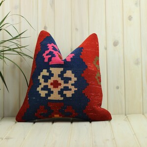 Funda de almohada Kilim, funda de almohada Kilim bohemia persa turca marroquí, almohada Kilim natural, cojín Kilim, almohada decorativa, 16 x 16 pulgadas