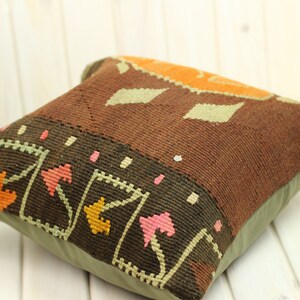 Funda de almohada Kilim, funda de almohada turca marroquí persa Boho Kilim, almohada Kilim natural, cojín Kilim, almohada decorativa, 16x16 pulgadas
