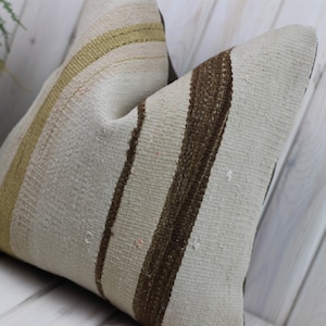 Handmade Kilim Pillow Cover, 16x16 Inches, Kilim Rug Pillow Case, Decorative Kilim Pillow Cover For Sofa Decor, Wool Pillow Cover