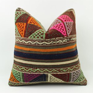 Funda de almohada Kilim, funda de almohada turca marroquí persa Boho Kilim, almohada Kilim natural, cojín Kilim, almohada decorativa, 16x16 pulgadas