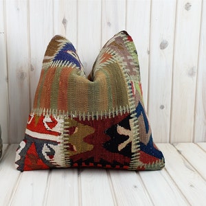 Turkish Kilim Pillow, Home Decor, Decorative Pillow, Home Design, Kilim Cushion, Pillows, Home Living, Decorative Pillow 16in*16in