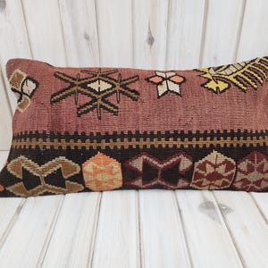 12 &#39;&#39; x 24 &#39;&#39; Zoll Kilim Kissenbezug, Dekokissen, türkisches Kelim Kissen, Teppichkissen, handgemachtes Kissen, Kelimkissen, ethnisches Kissen