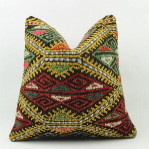 Funda de almohada Kilim, Funda de almohada turca marroquí persa Boho Kilim, Almohada kilim natural, Cojín Kilim, Almohada decorativa, 16x16 pulgadas