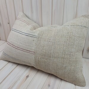 Handmade Kilim Lumbar Pillow Cover: Vintage Turkish Wool, 24 x 16 in