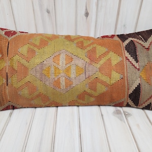 12 &#39;&#39; x 24 &#39;&#39; Zoll Kilim Kissenbezug, Dekokissen, türkisches Kelim Kissen, Teppichkissen, handgemachtes Kissen, Kelimkissen, ethnisches Kissen