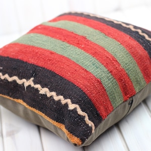 Kilim Pillow Cover: Turkish Bohemian Cushion, 16x16 inch